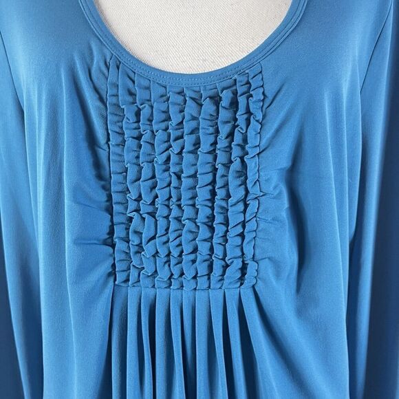 Chadwicks Dress size Extra Large Teal Slinky Stretch Peasant Stretch Modest Boho - Picture 7 of 16